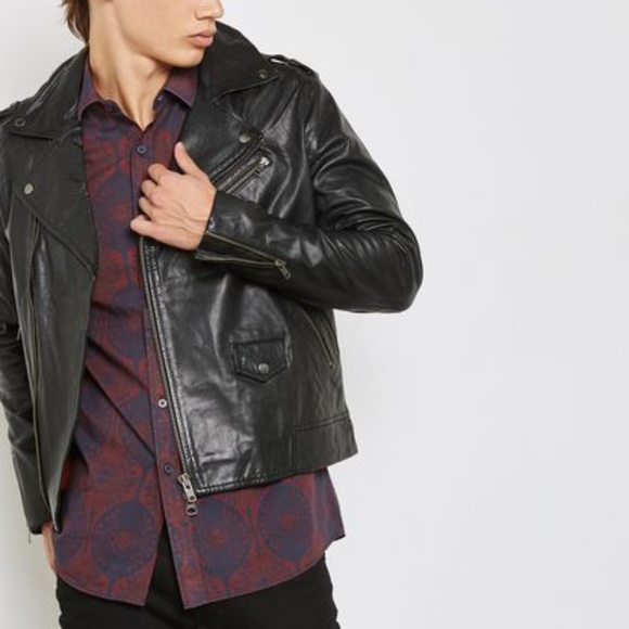 leather biker jacket topman